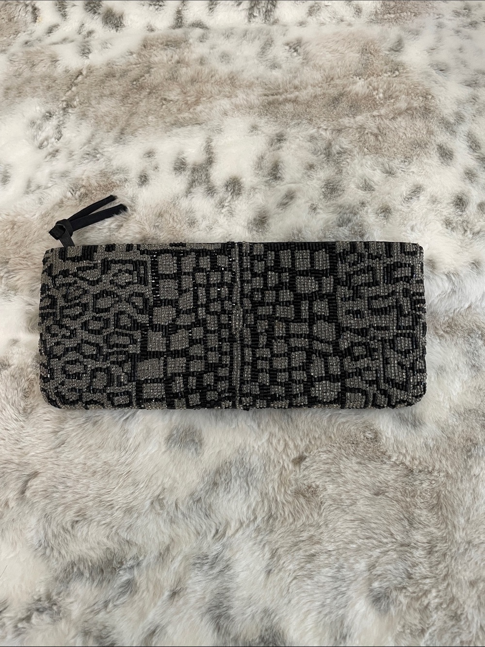 Neiman Marcus Black & Gray Beaded Clutch